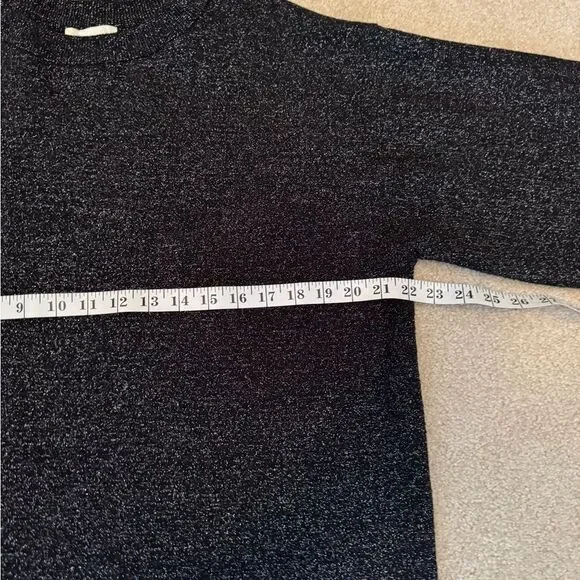H&M Glitter Evening Black Crew Neck Bishop Sleeve Sweater Dress NWOT Size M - Picture 8 of 12